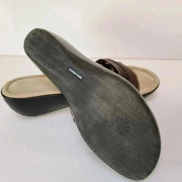 Lands' End Women's Leather Slip On Wedge Sandals Size 8.5 - Picture 3 of 3